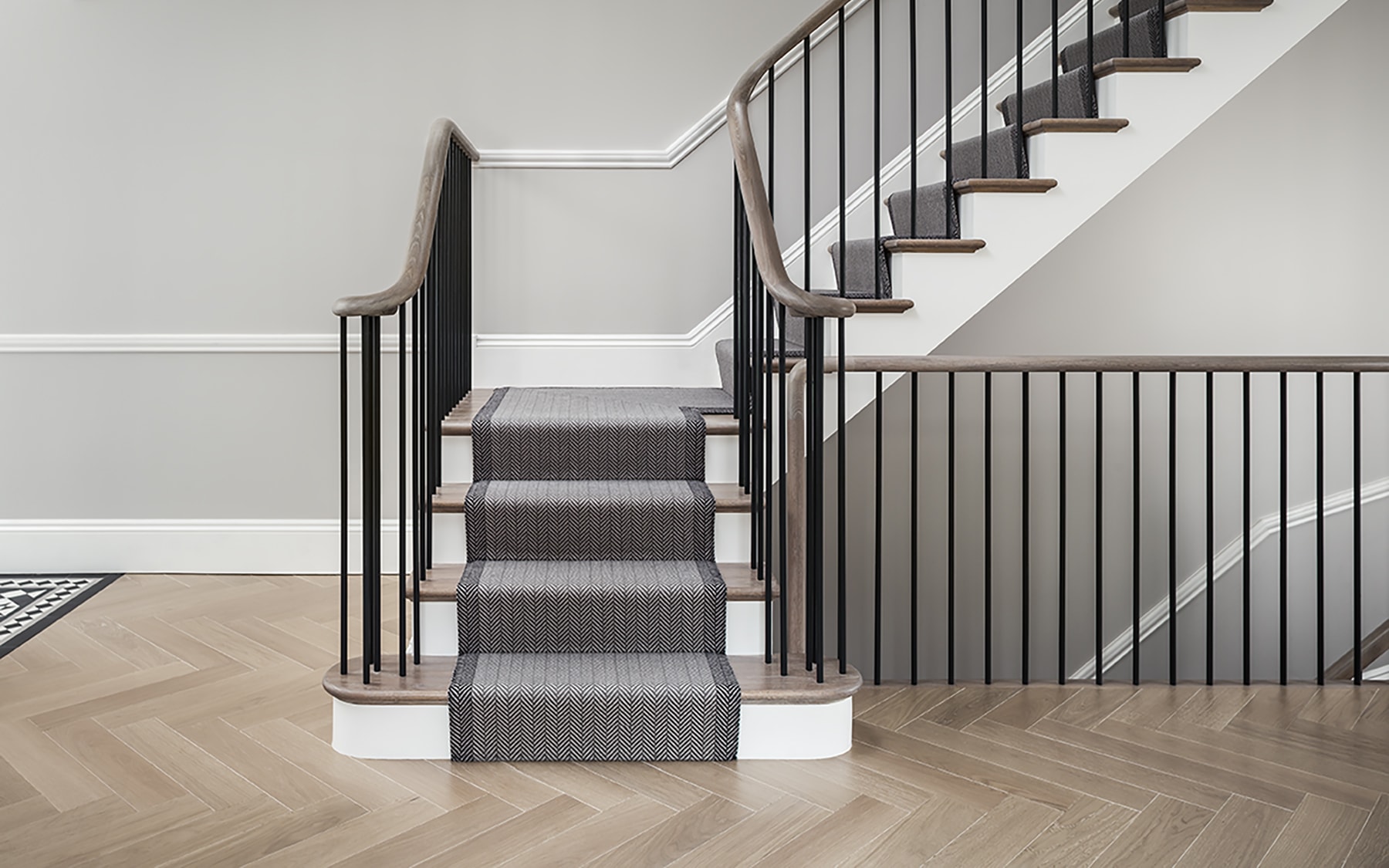 The staircase, a distinctive feature that greets you on entering the house.